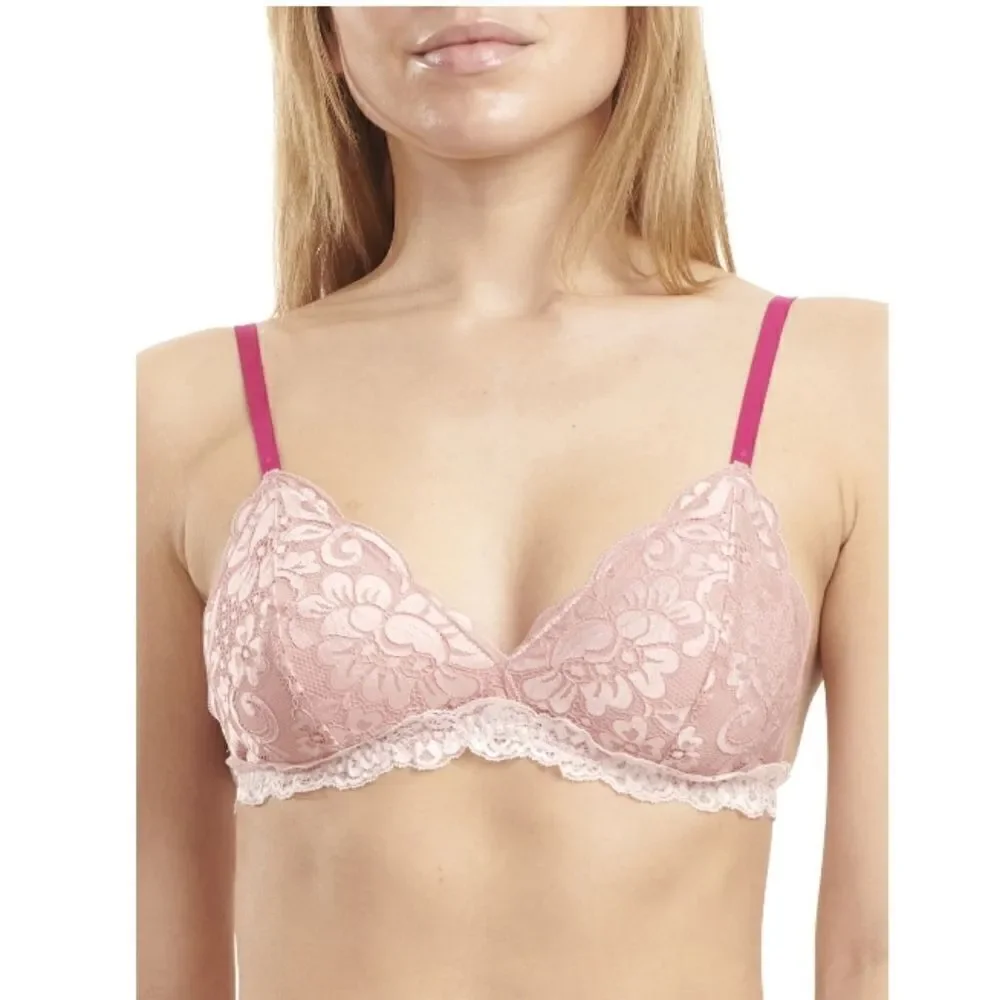 Women's Juniors' Color Pop Triangle Lace Bralette Bra 2 Pack, Size XL